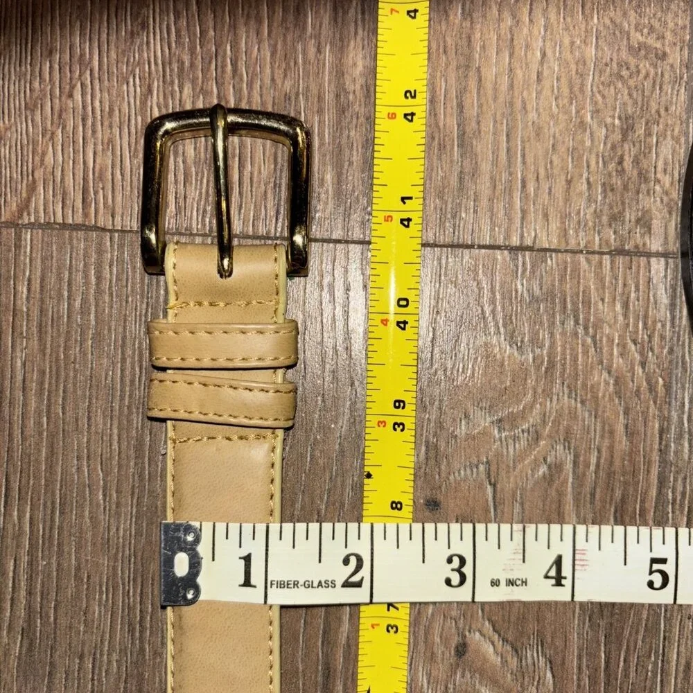 Women's Belt Beige Vintage Leather Casual Dress Ladies M‎